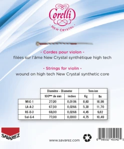 Savarez Corelli New Crystal Violin Set Violin Strings